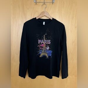 & Other Stories Black Tee with Paris logo size L